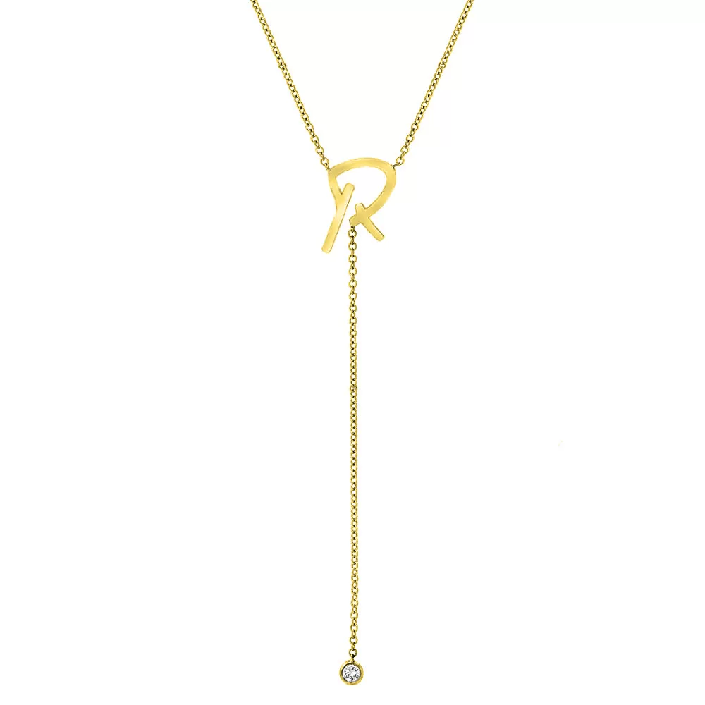 Custom Signature Initial Lariat Without Diamonds