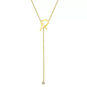 Custom Signature Initial Lariat Without Diamonds