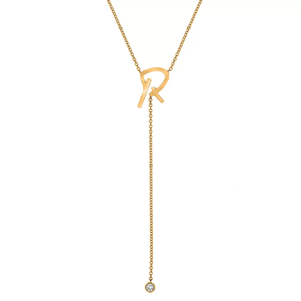 Custom Signature Initial Lariat Without Diamonds