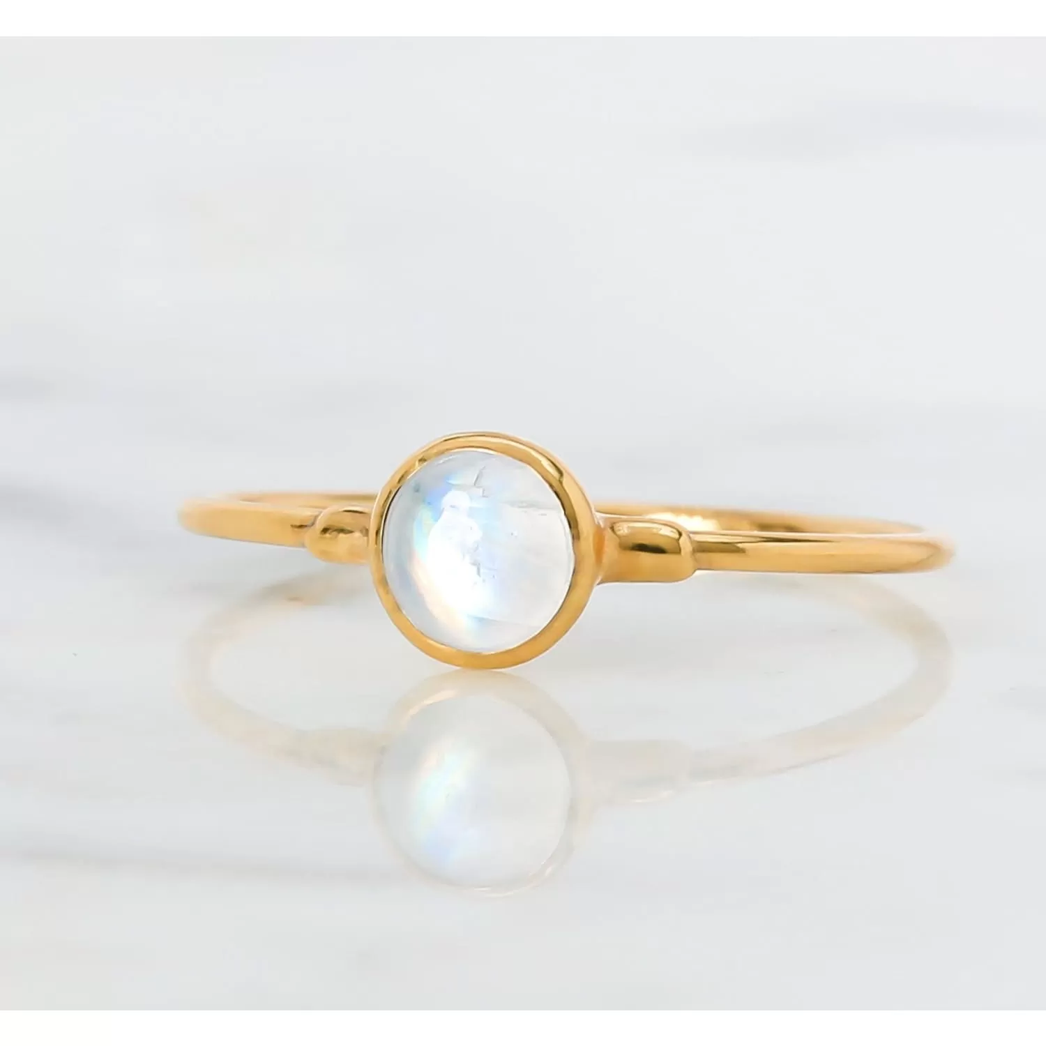 Dainty Rainbow Moonstone Ring