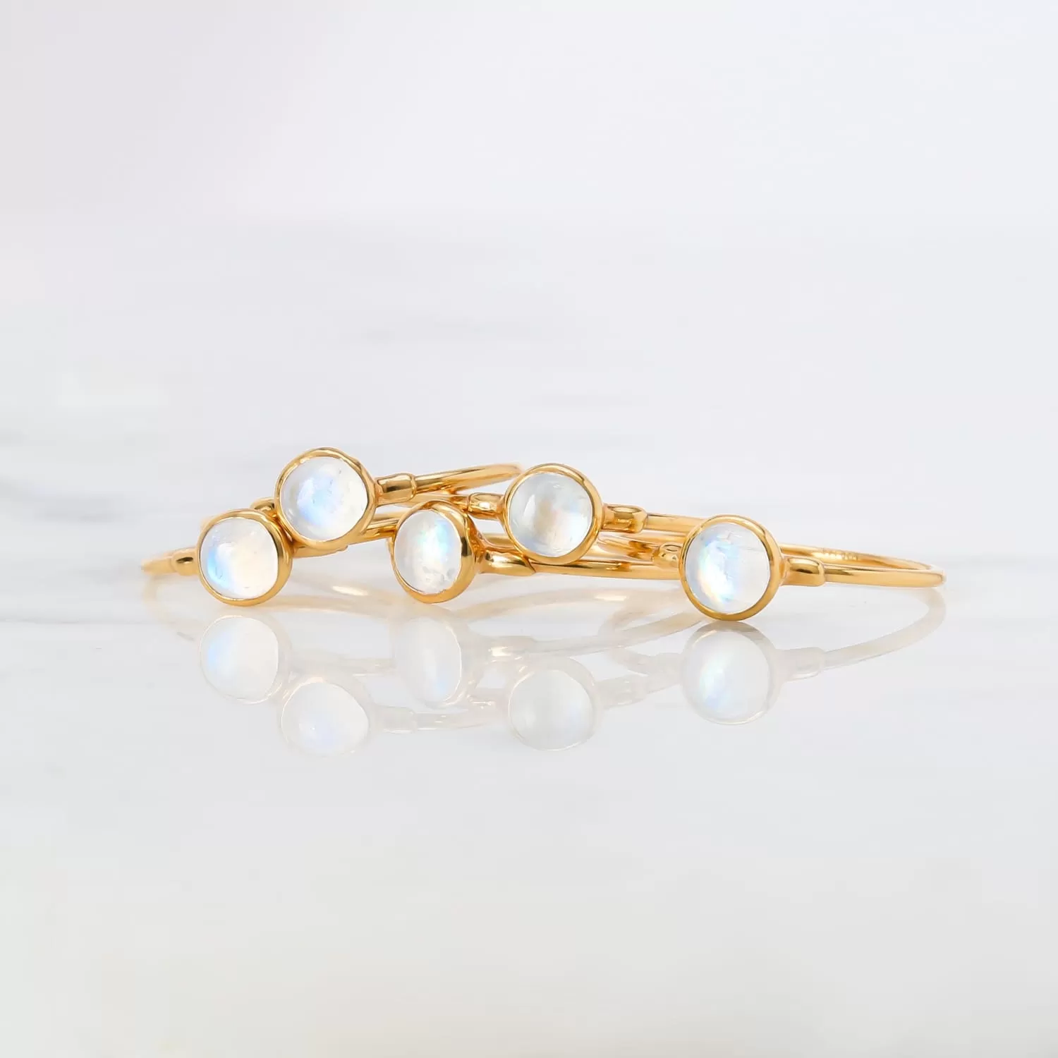 Dainty Rainbow Moonstone Ring