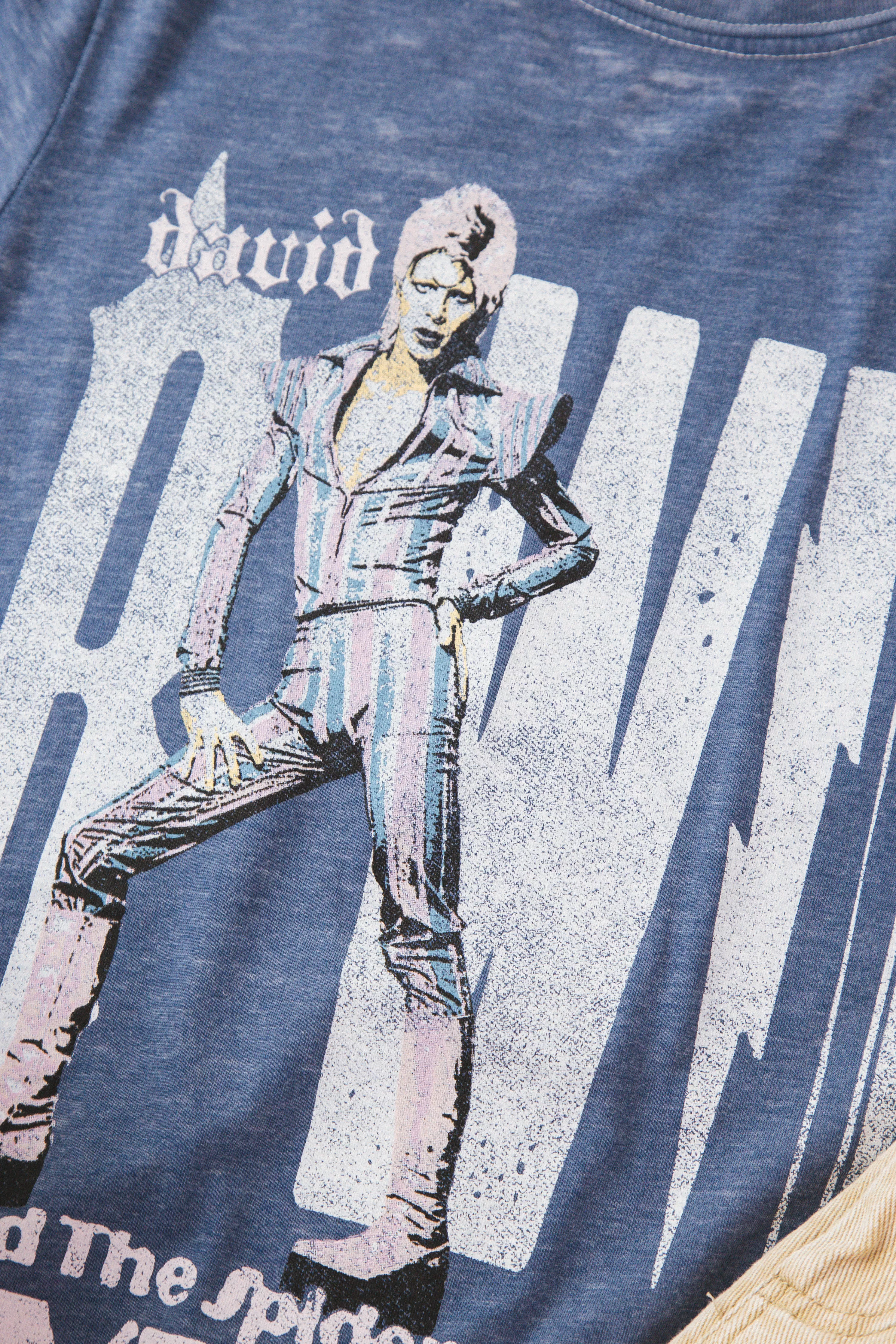 David Bowie Burn Out Tee, Vintage Blue | Recycled Karma