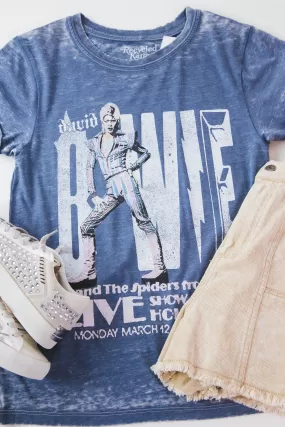 David Bowie Burn Out Tee, Vintage Blue | Recycled Karma