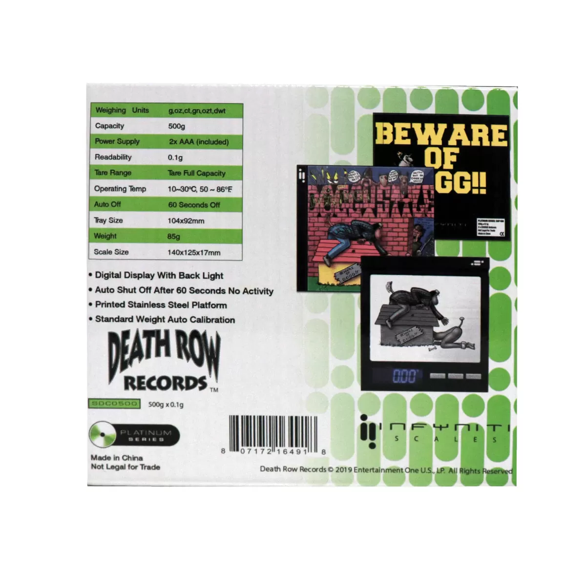 Death Row Records, Doggy Style CD, Digital Pocket Scale, 500gx 0.1g