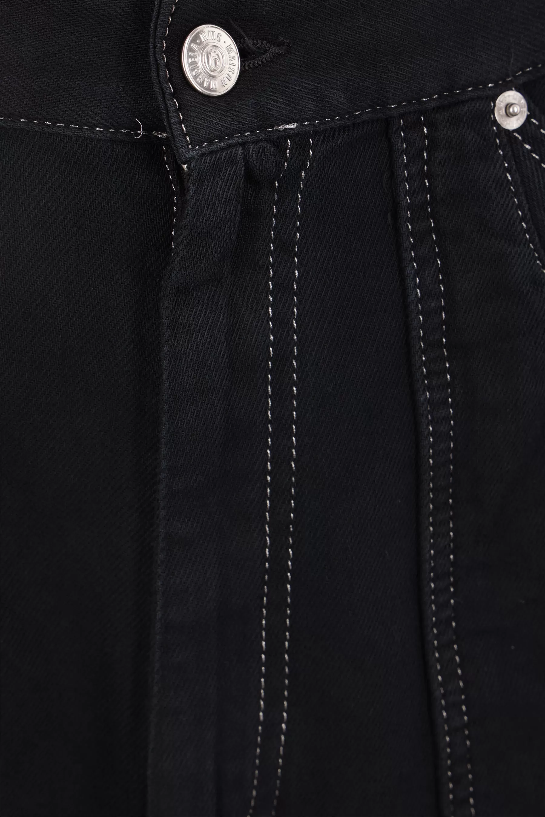 denim cargo jeans with lurex stitching