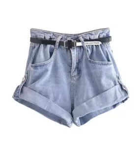 Denim Paper Bag Shorts