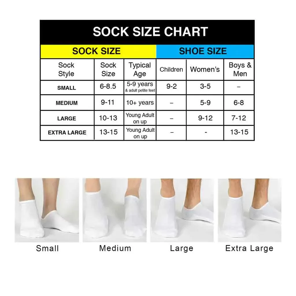 Design Your Own FULL PRINT No-Show Socks - Medium