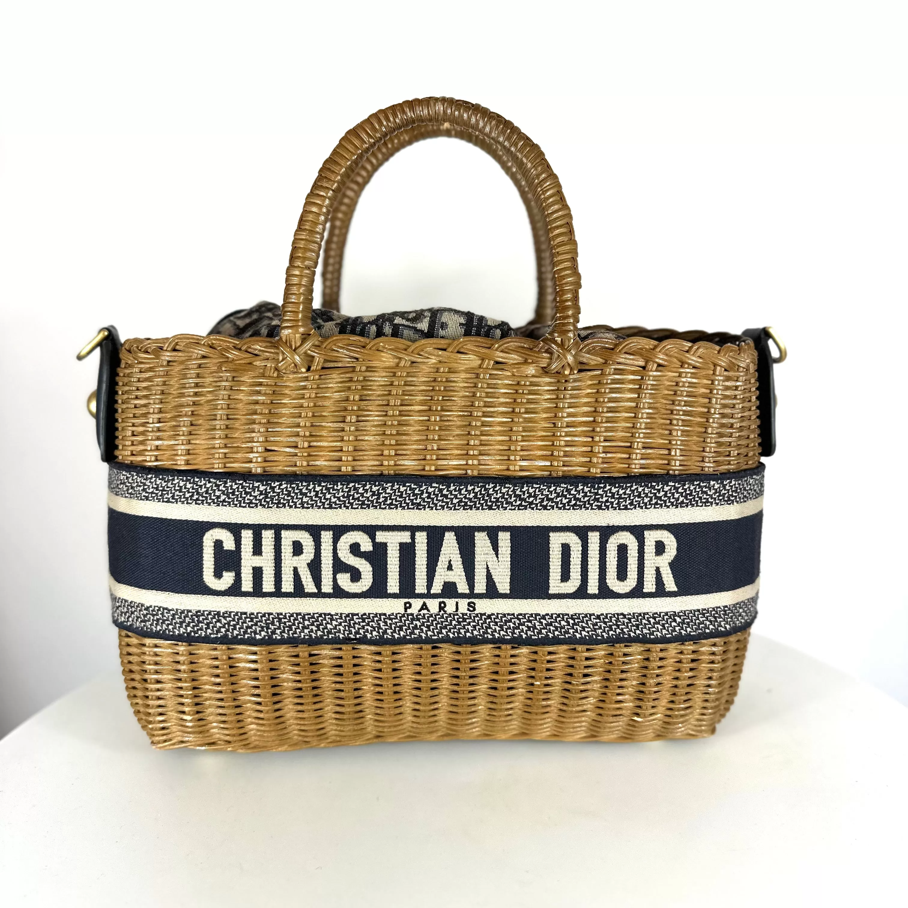 DIOR - Wicker Bag oblique blue with strap