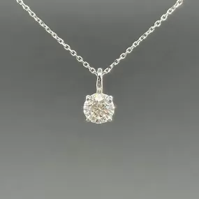 Estate 14K W Gold 0.71ct F/I1 Diamond Solitaire Pendant