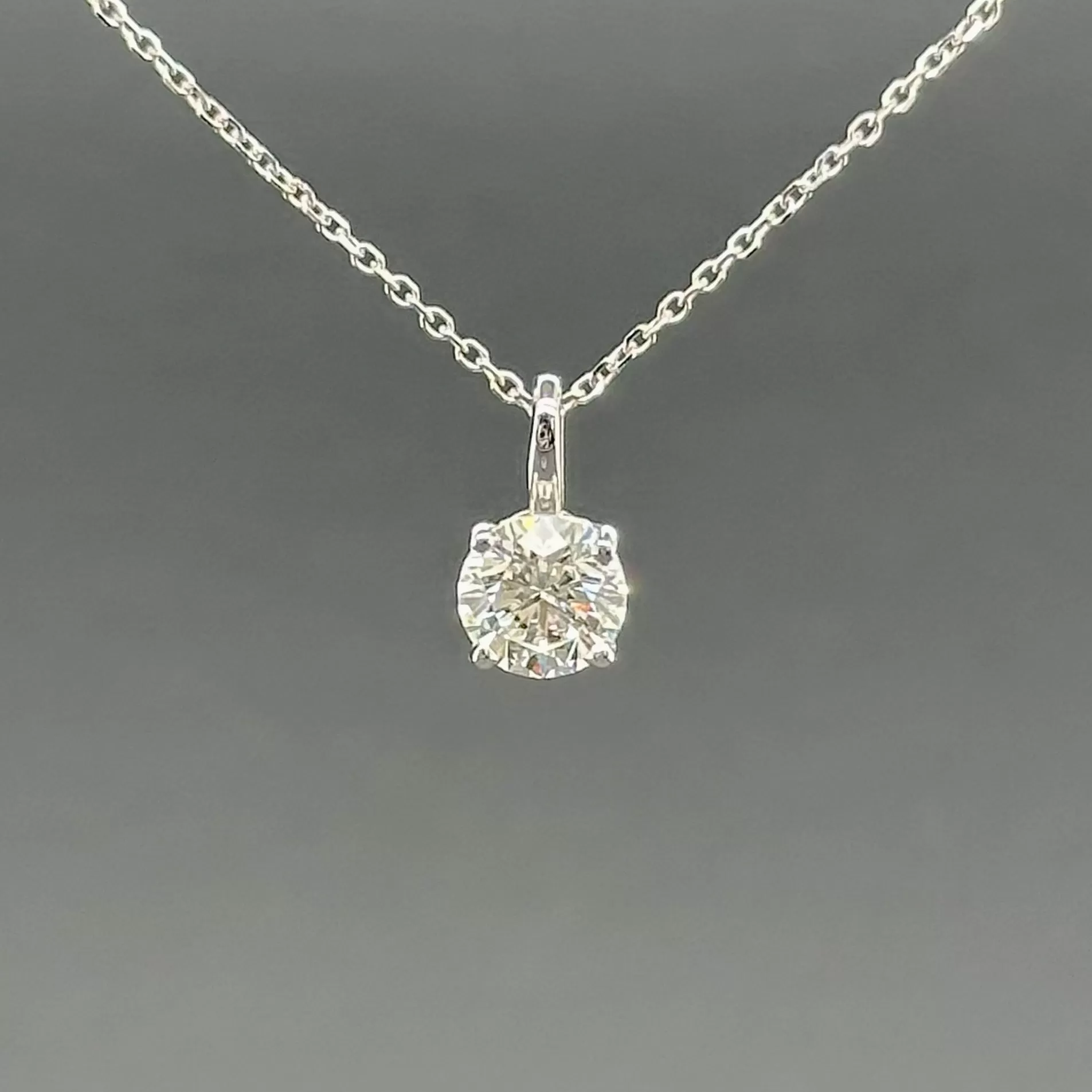 Estate 14K W Gold 0.71ct F/I1 Diamond Solitaire Pendant