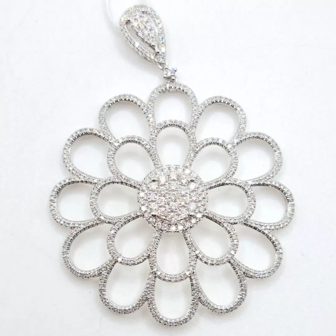 Floral Diamond Pendant 14K White Gold