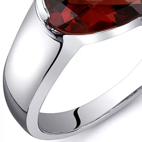 Garnet Pear Shape Sterling Silver Ring Size 8