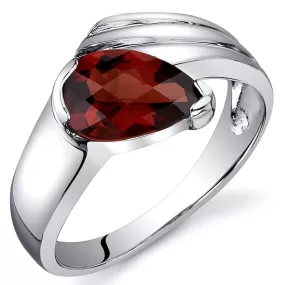 Garnet Pear Shape Sterling Silver Ring Size 8