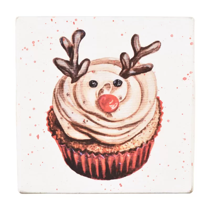 Gift Boxes-Christmas Deer Cupcake-Paper Mache-Square-X-Small-Quantity 1