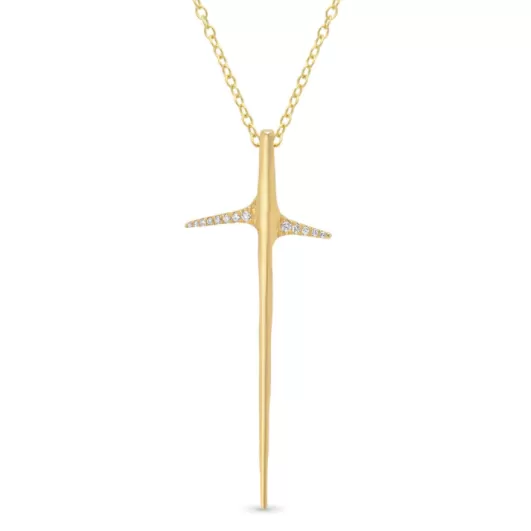 Gold & Diamond Vertical Thorn Necklace - Large