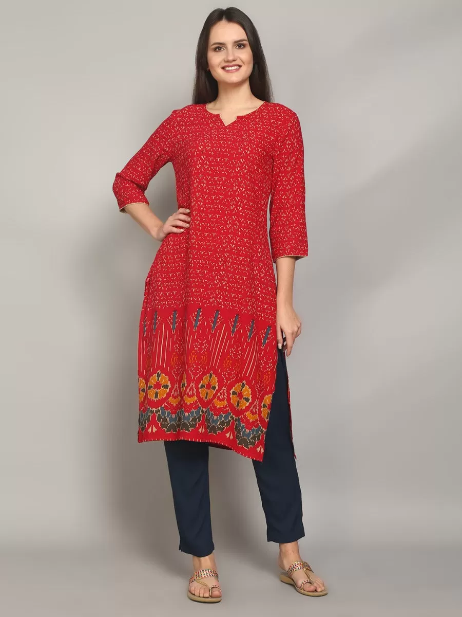 Gorgeous Red Geometric Printed Kurta With Trouser