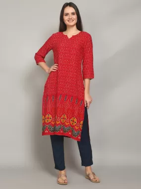 Gorgeous Red Geometric Printed Kurta With Trouser