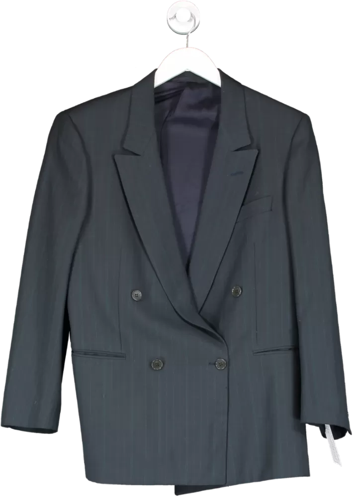 GUZMAN Blue Double Breasted Pinstripe Blazer UK M