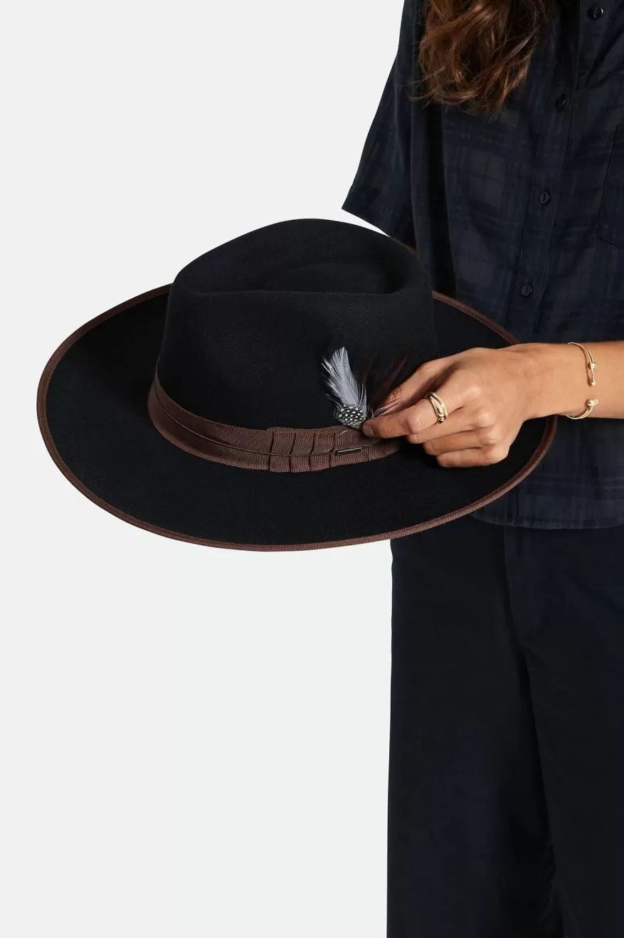 Hat Feather - Burnt Henna/Black