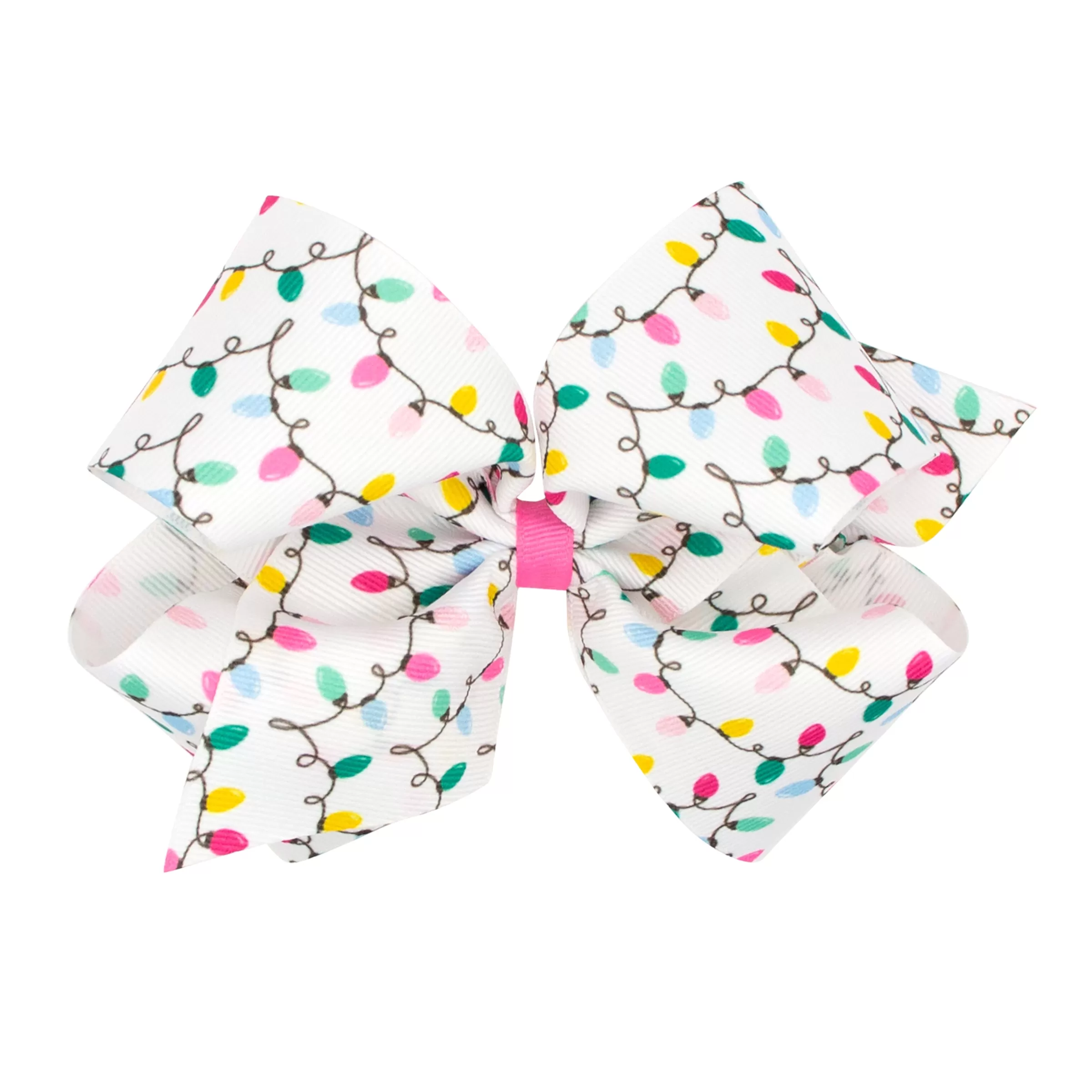 Holiday Lights Printed Grosgrain Hair Bow on Clippie