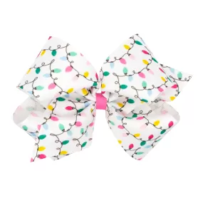 Holiday Lights Printed Grosgrain Hair Bow on Clippie