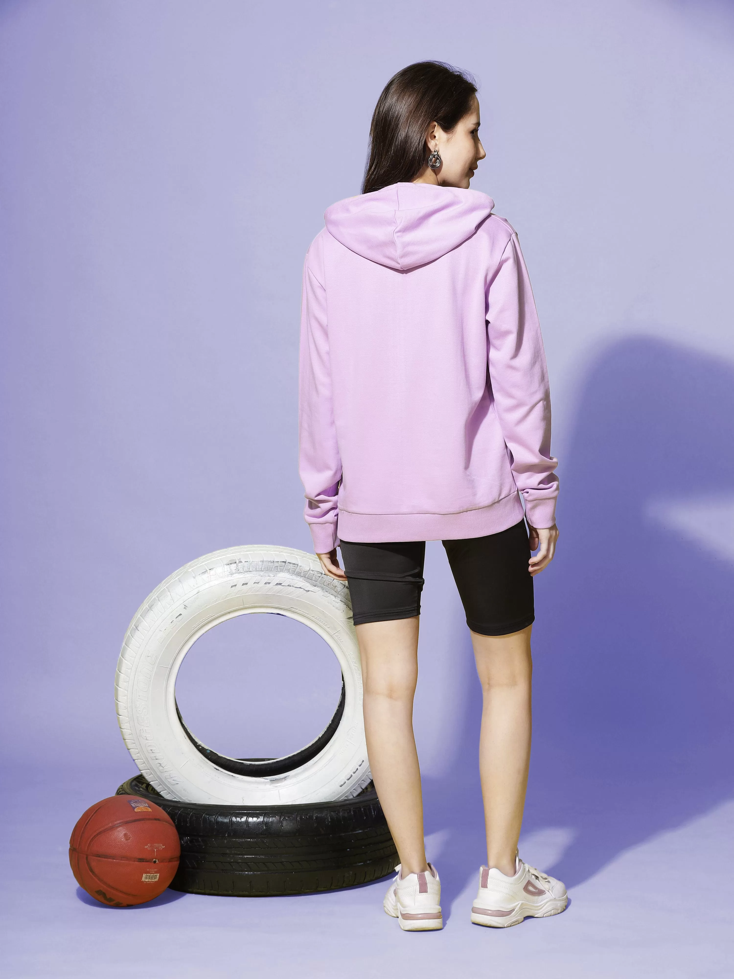 Hosiery Cotton Hoodie Lavendar