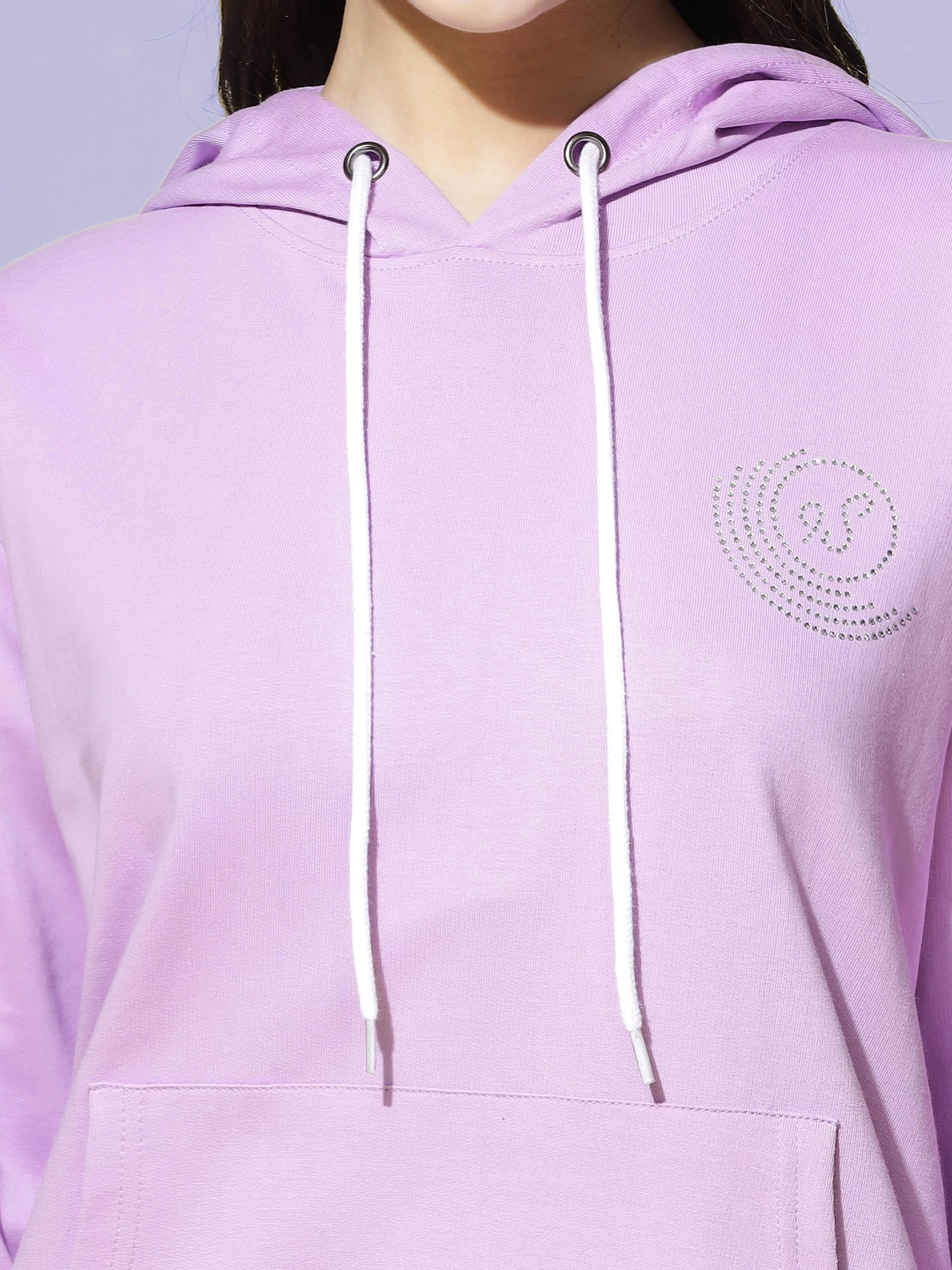 Hosiery Cotton Hoodie Lavendar