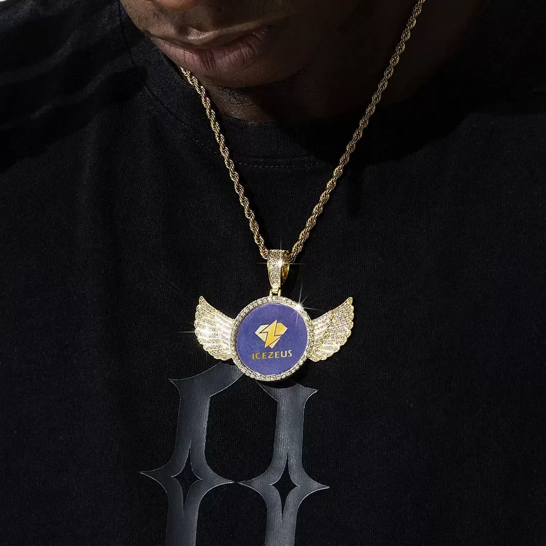 ICEZEUS Custom Photo Pendant with Wings