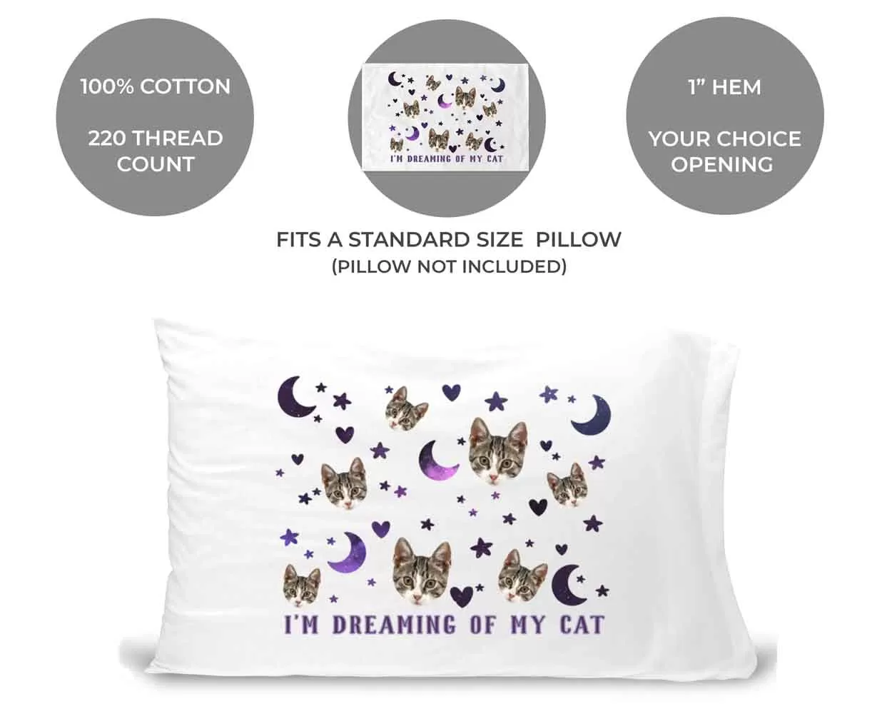 I'm Dreaming of My Cat - Pillowcase with your Cat's Photo