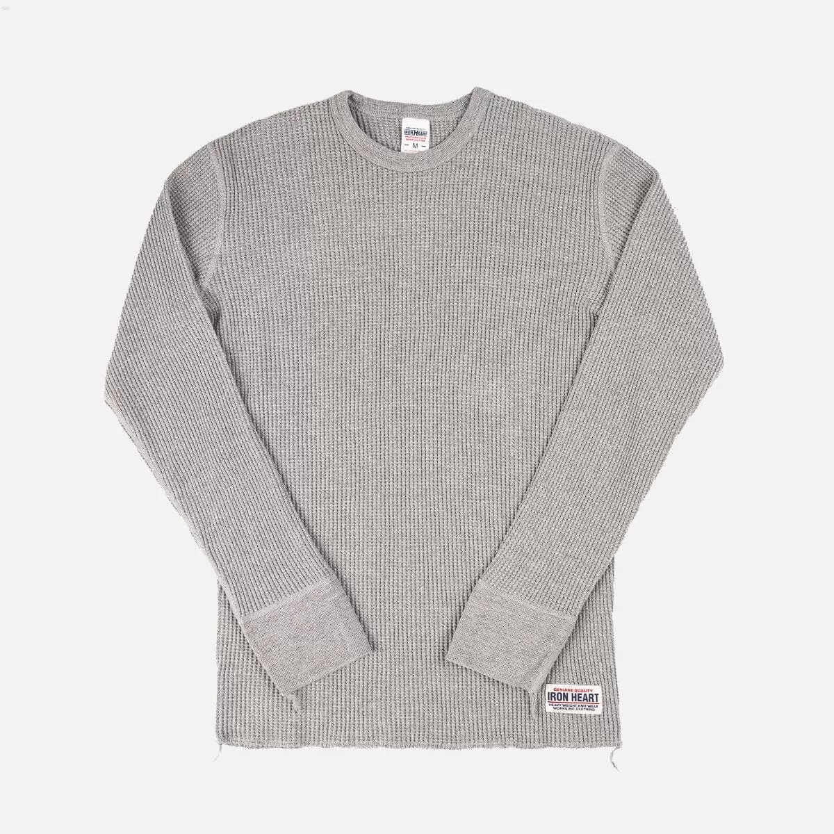 Iron Heart - Waffle Knit Long Sleeved Crew Neck Thermal Top - Grey