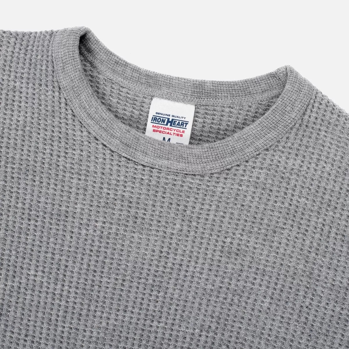 Iron Heart - Waffle Knit Long Sleeved Crew Neck Thermal Top - Grey