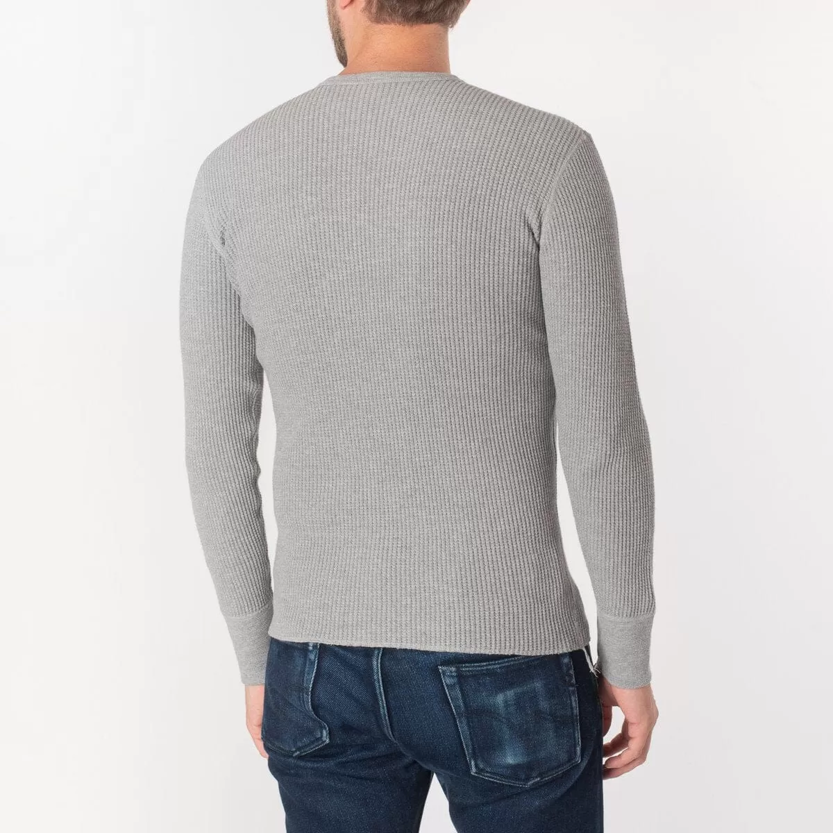 Iron Heart - Waffle Knit Long Sleeved Crew Neck Thermal Top - Grey