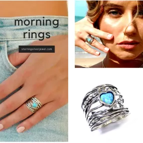 Israel silver ring. Elevate Your Style with Our Rings: Silver Ring for woman set with a blue opal heart