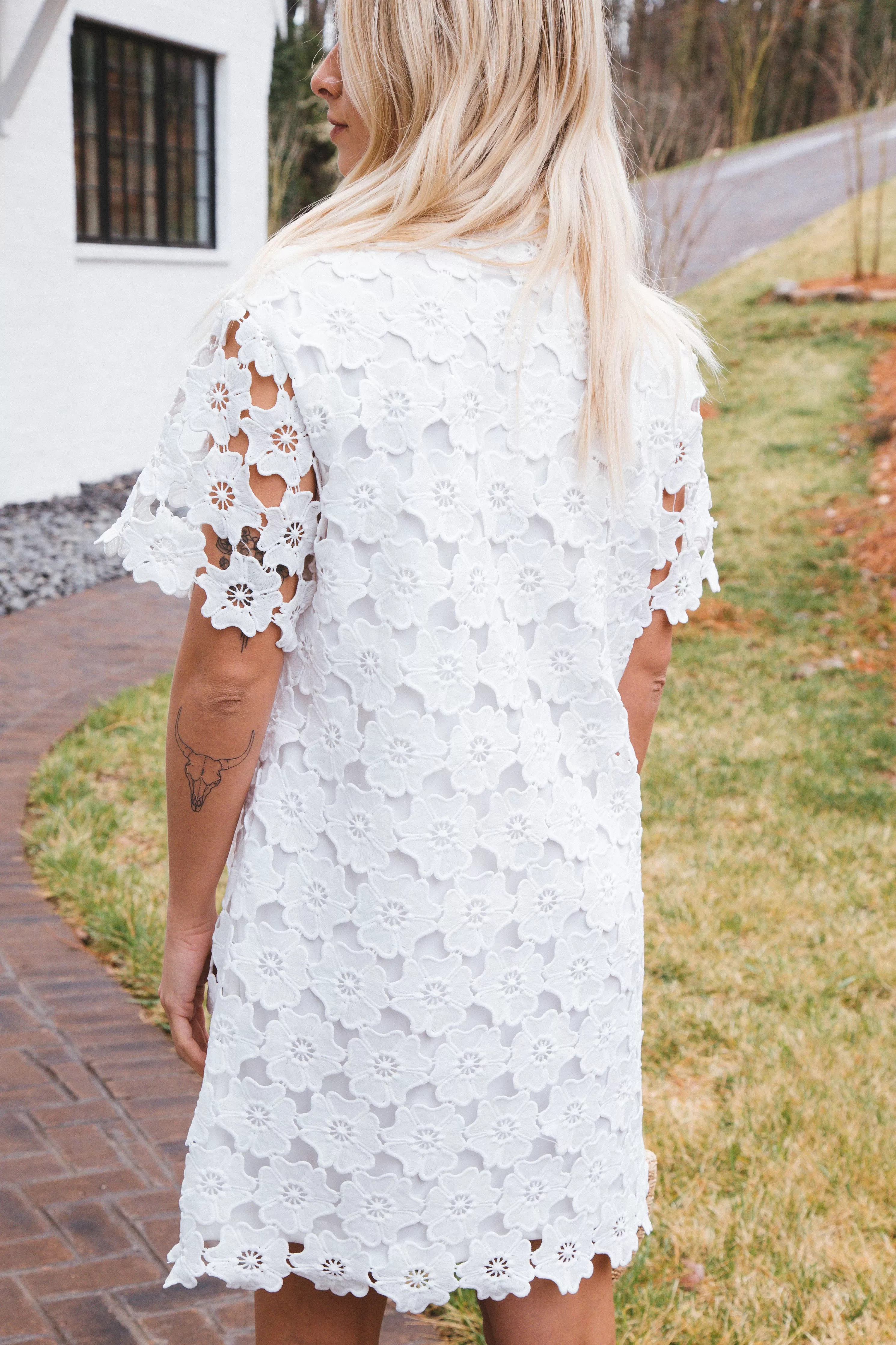 Jade Floral Lace Dress, Off White