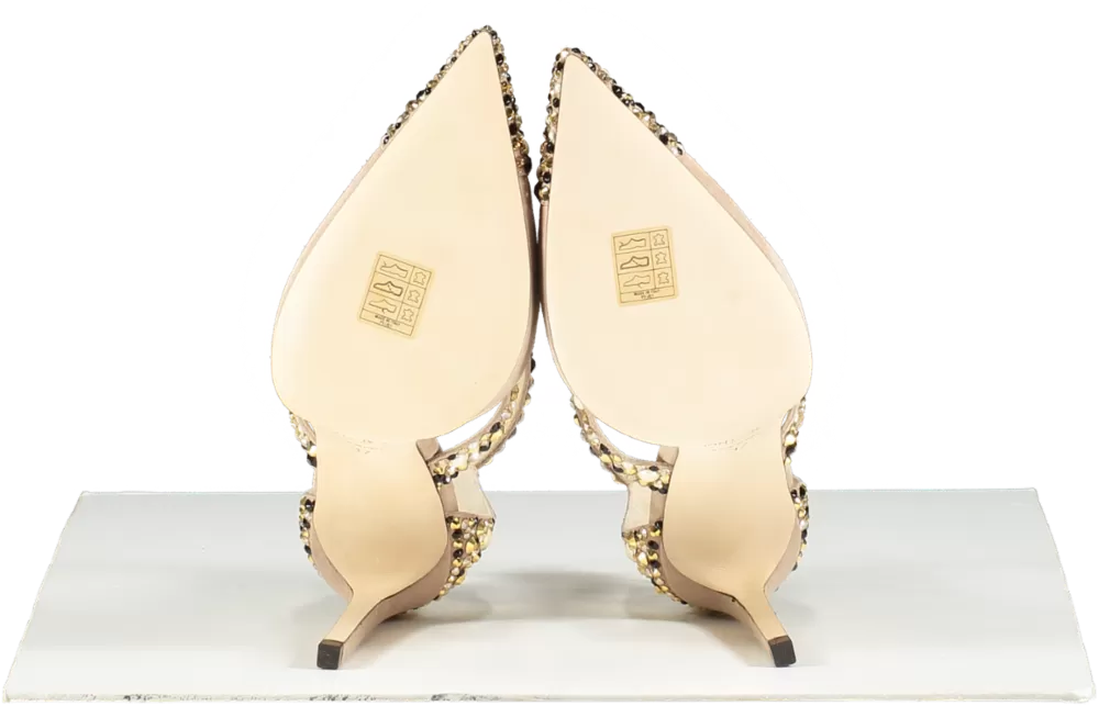 Jimmy Choo Nude Saoni 100 Suede Pumps With Crystal And Pearl Embellishments BNIB UK 4 EU 37 👠