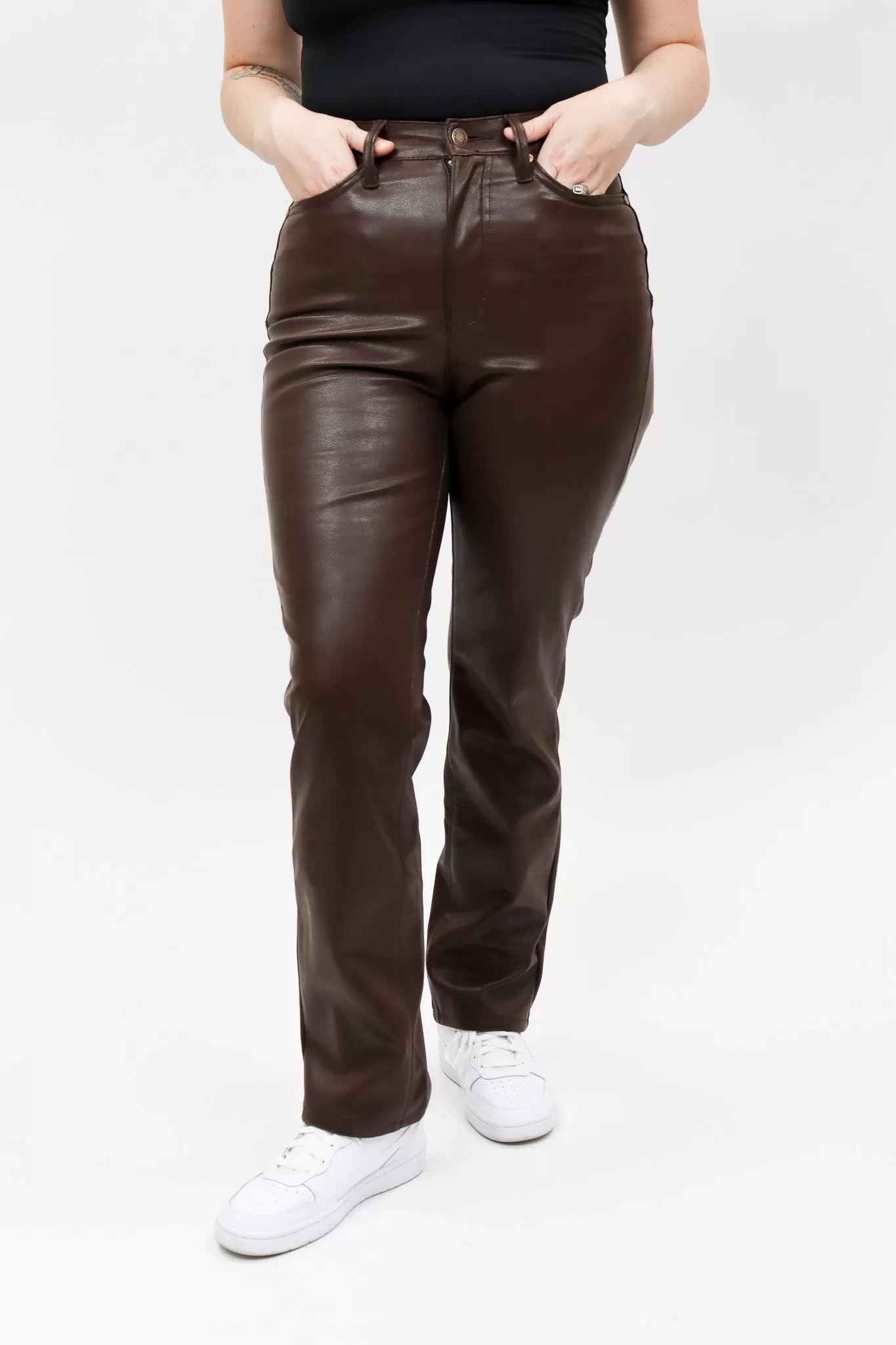 Judy Blue Faux Leather Straight Tummy Control Pant - FINAL SALE