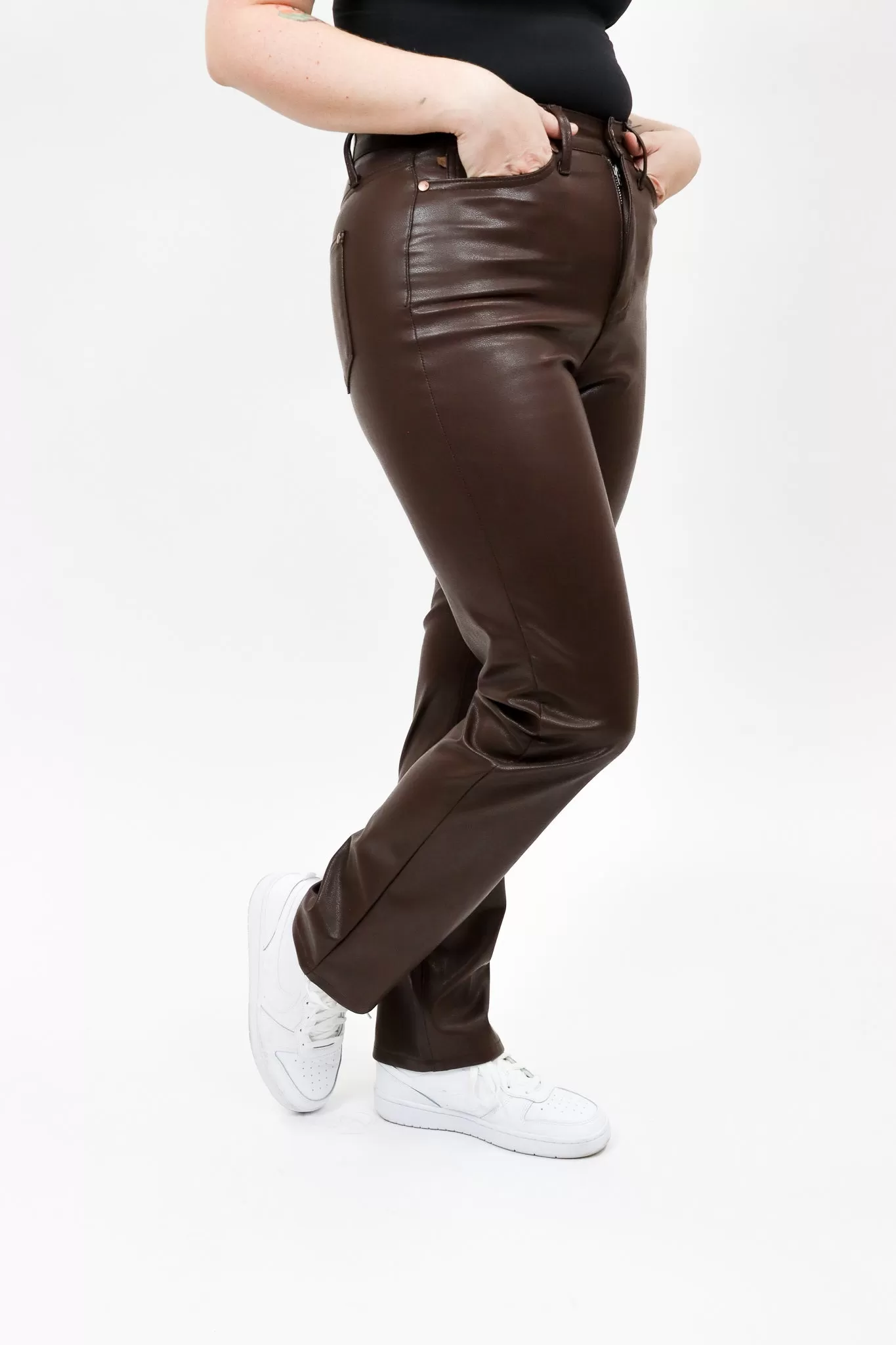 Judy Blue Faux Leather Straight Tummy Control Pant - FINAL SALE