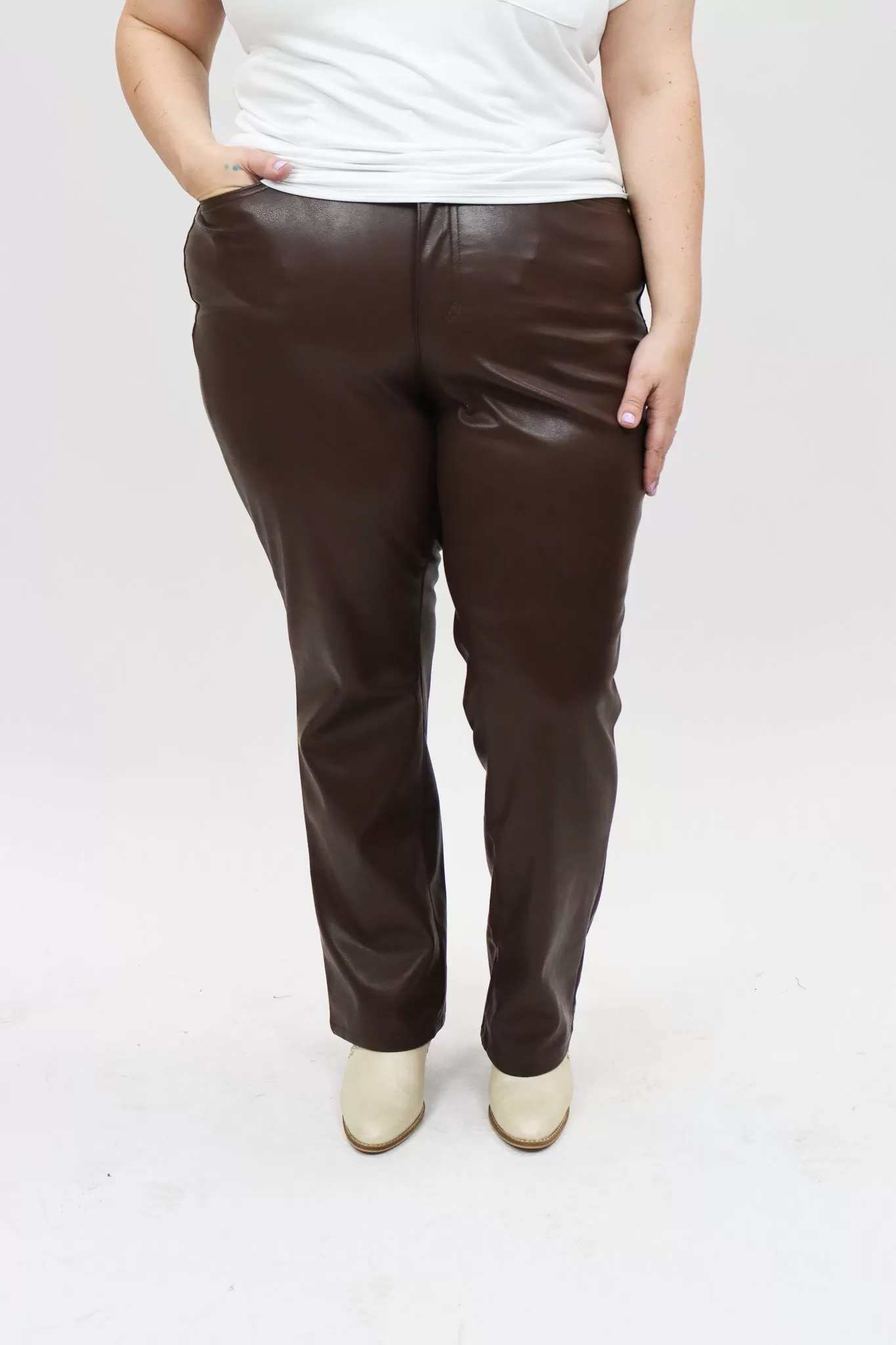 Judy Blue Faux Leather Straight Tummy Control Pant - FINAL SALE