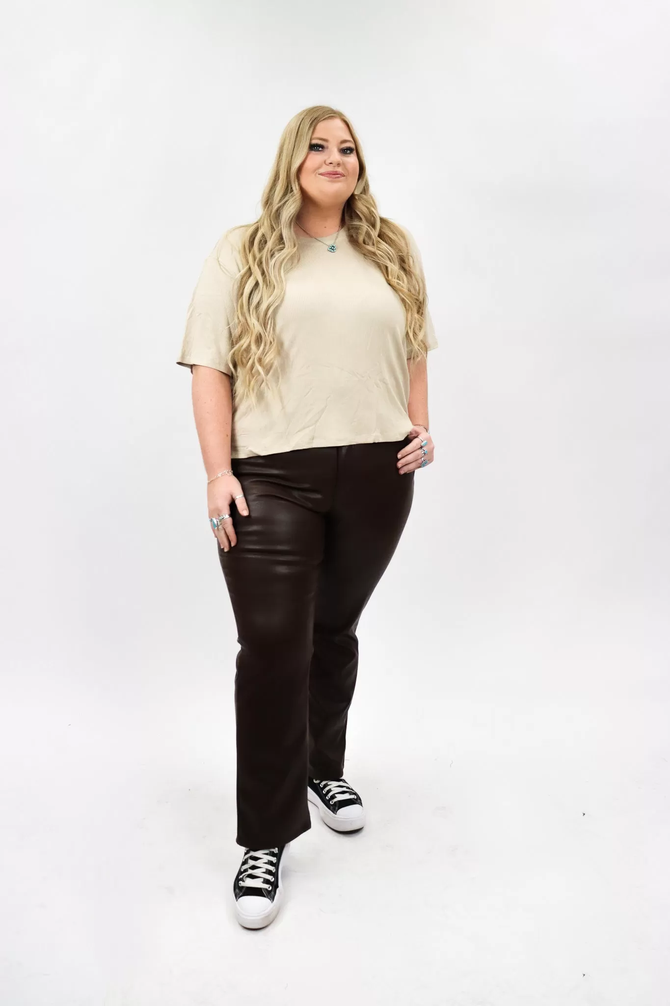 Judy Blue Faux Leather Straight Tummy Control Pant - FINAL SALE