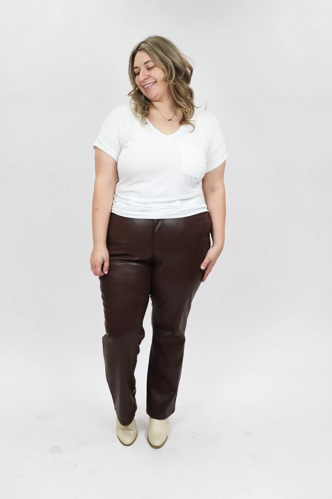 Judy Blue Faux Leather Straight Tummy Control Pant - FINAL SALE