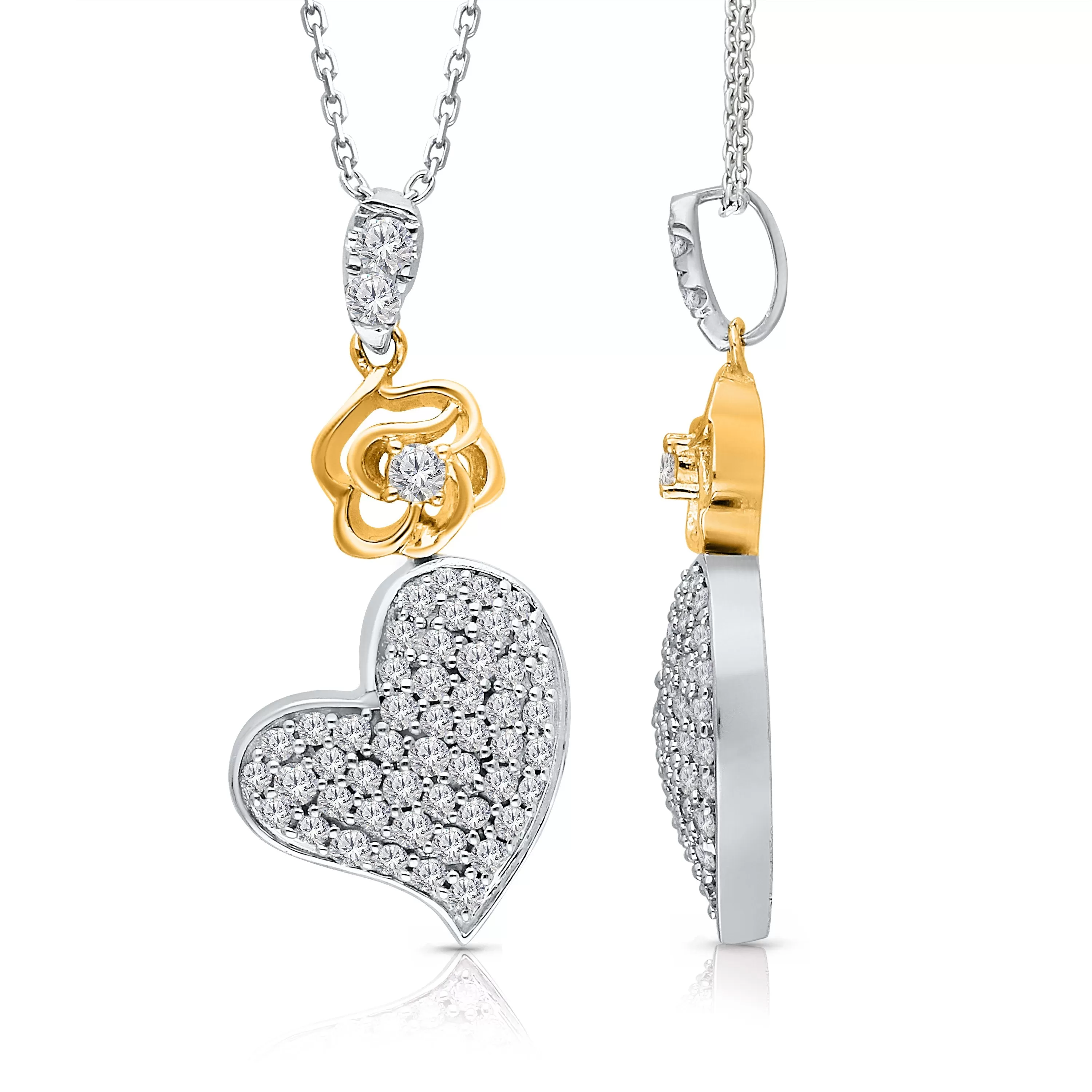 Kallati Eternal Two-Tone Gold Heart Diamond Pendant