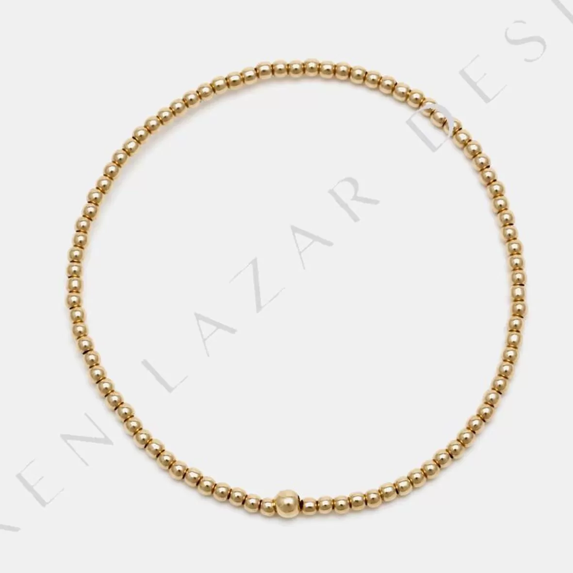 Karen Lazar  - 2 mm Yellow Gold Filled Bead Flex Bracelet