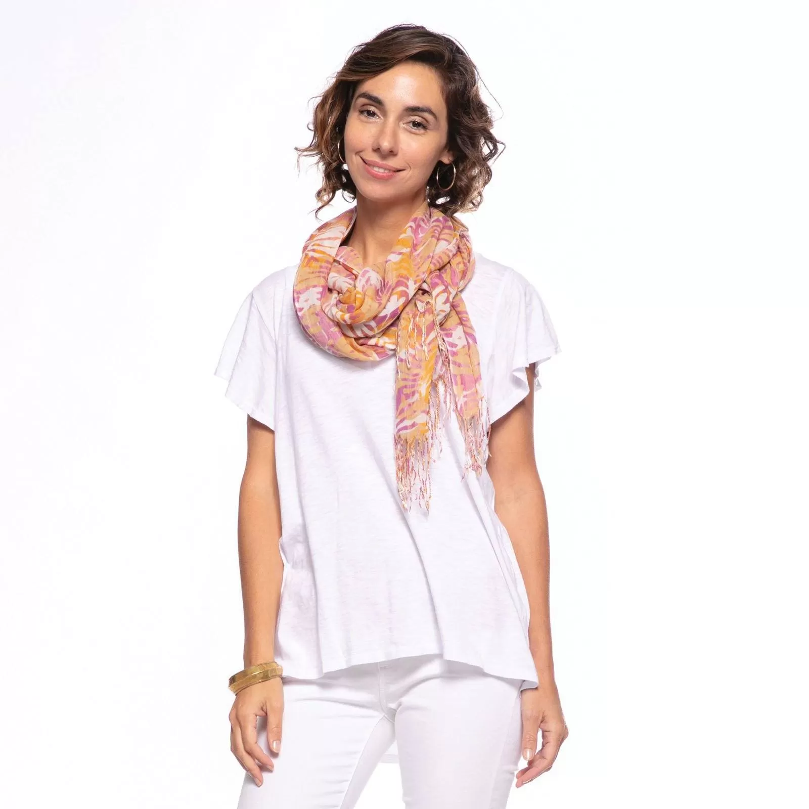 Katarina Pink Featherweight Tassel Scarf