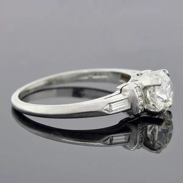 Late Art Deco Platinum Diamond Engagement Ring 0.51ctw