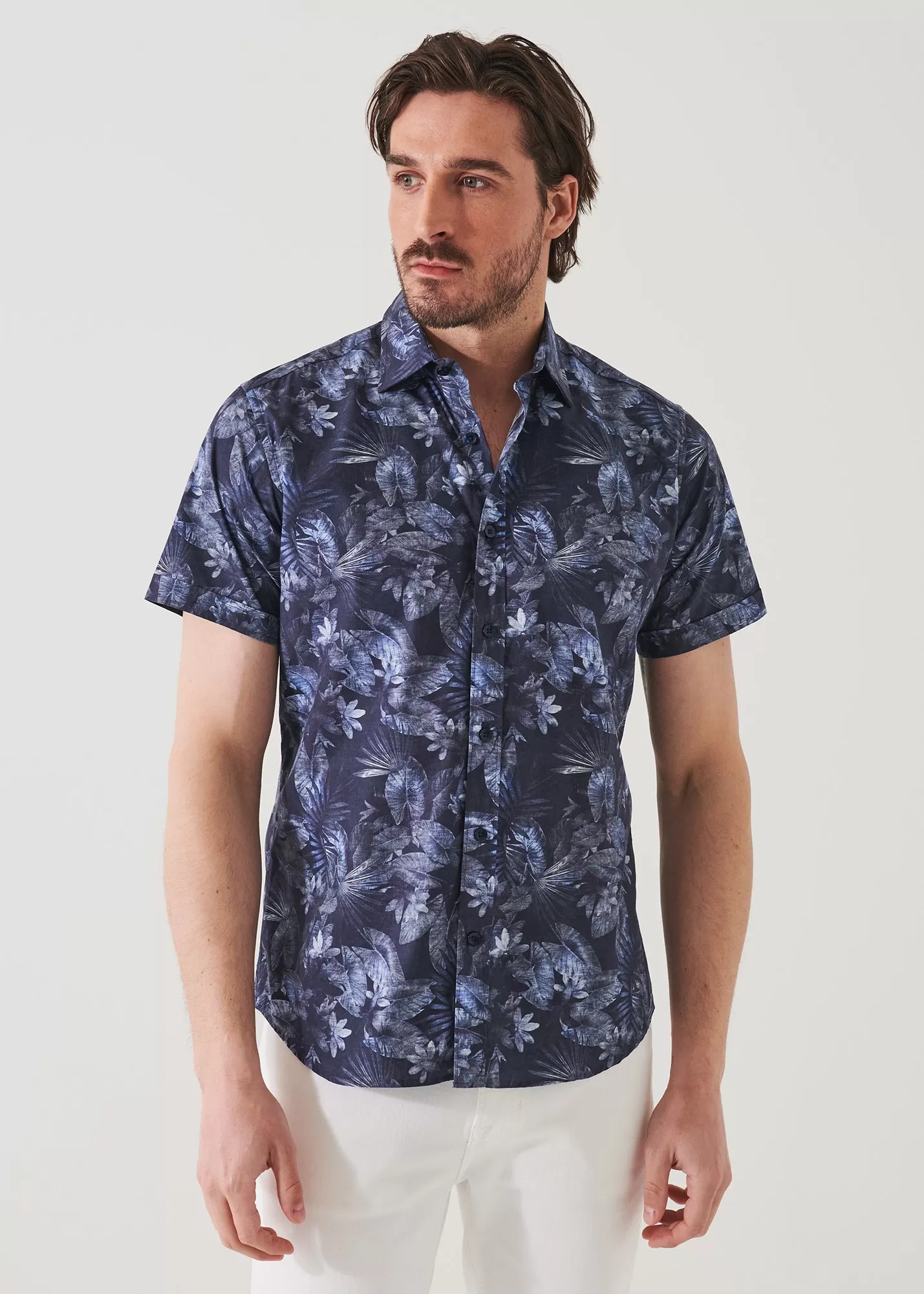 LEAF PRINT COTTON SHIRT