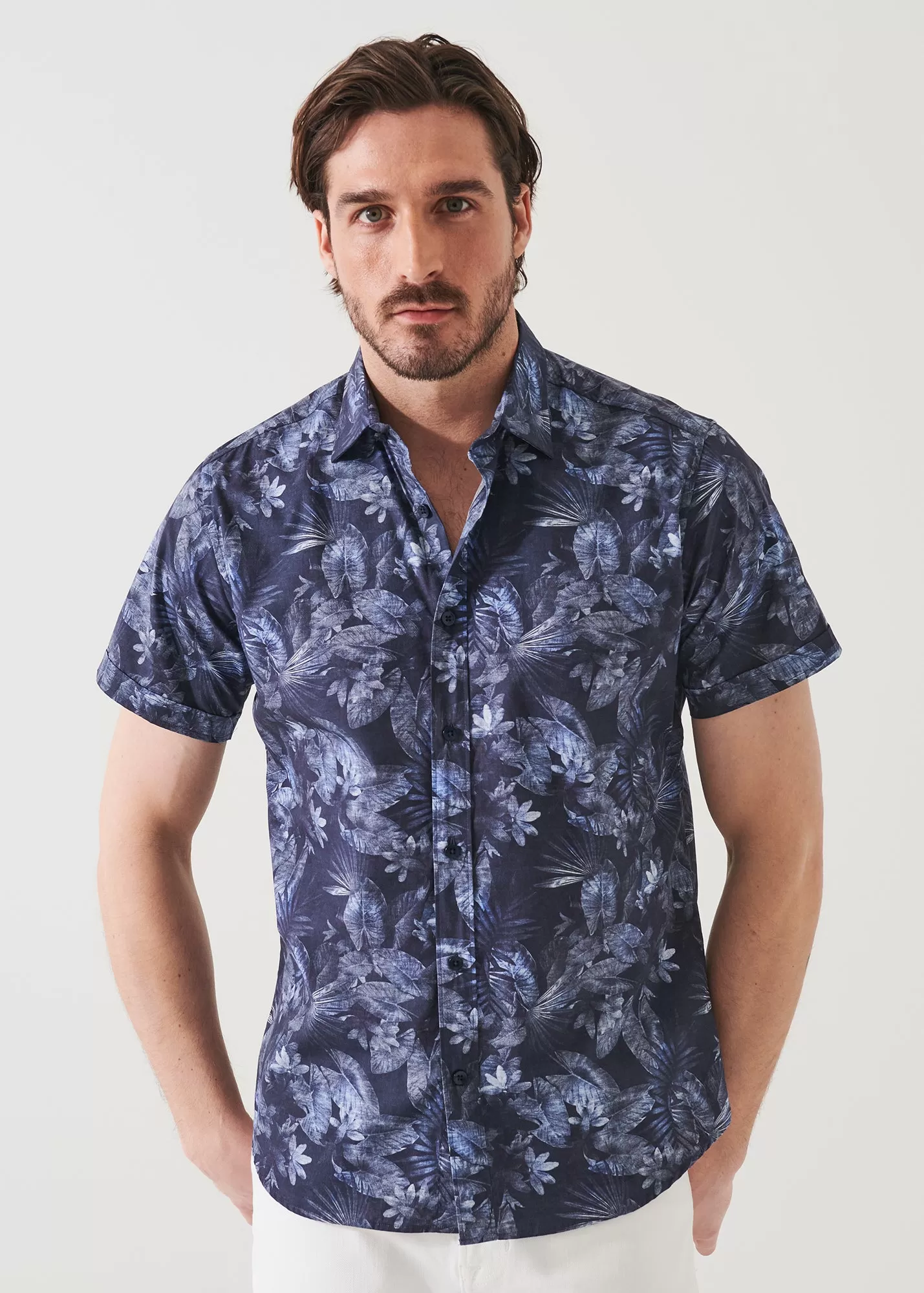 LEAF PRINT COTTON SHIRT