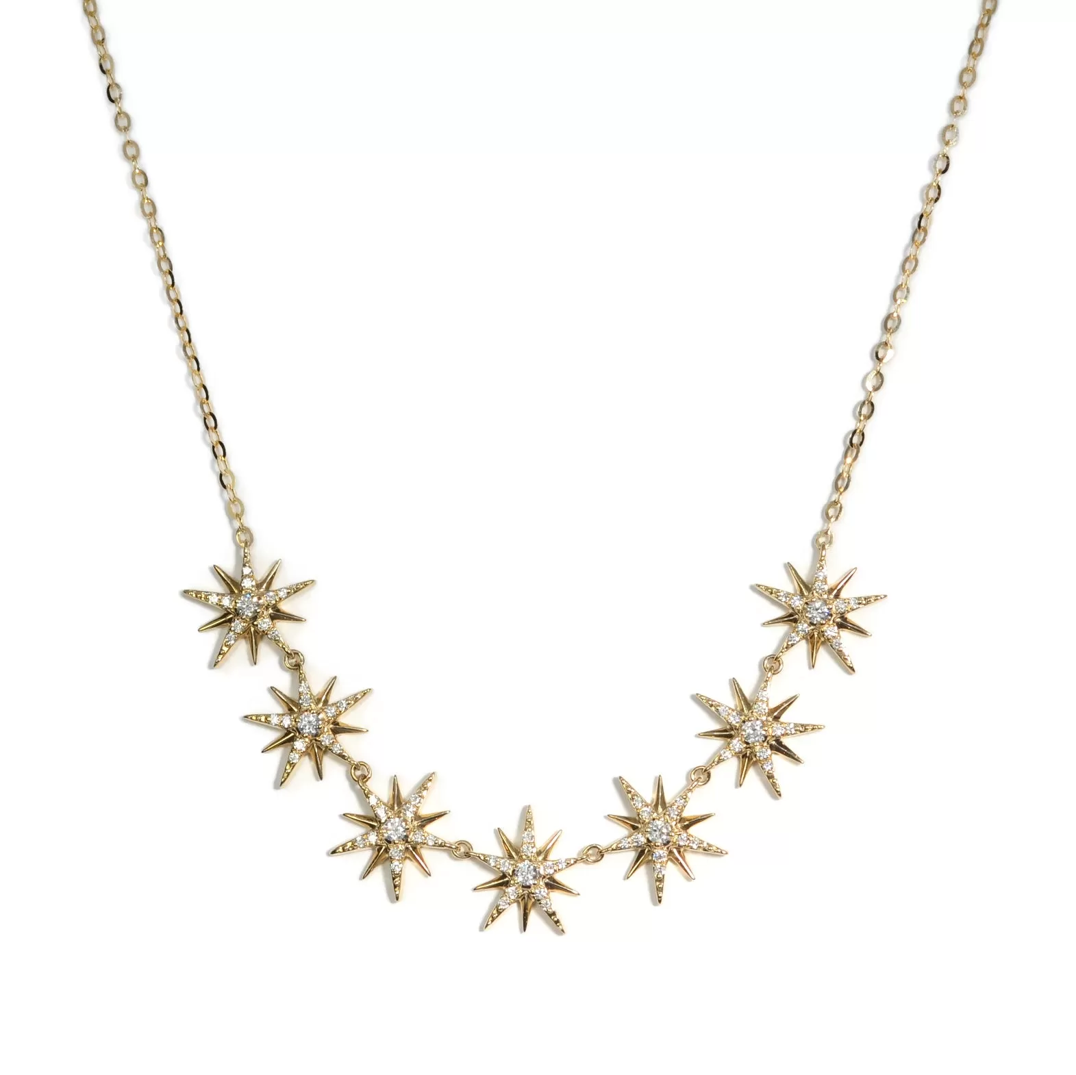 Lionheart -  Diamond Celestial Starburst Charm Necklace, Yellow Gold