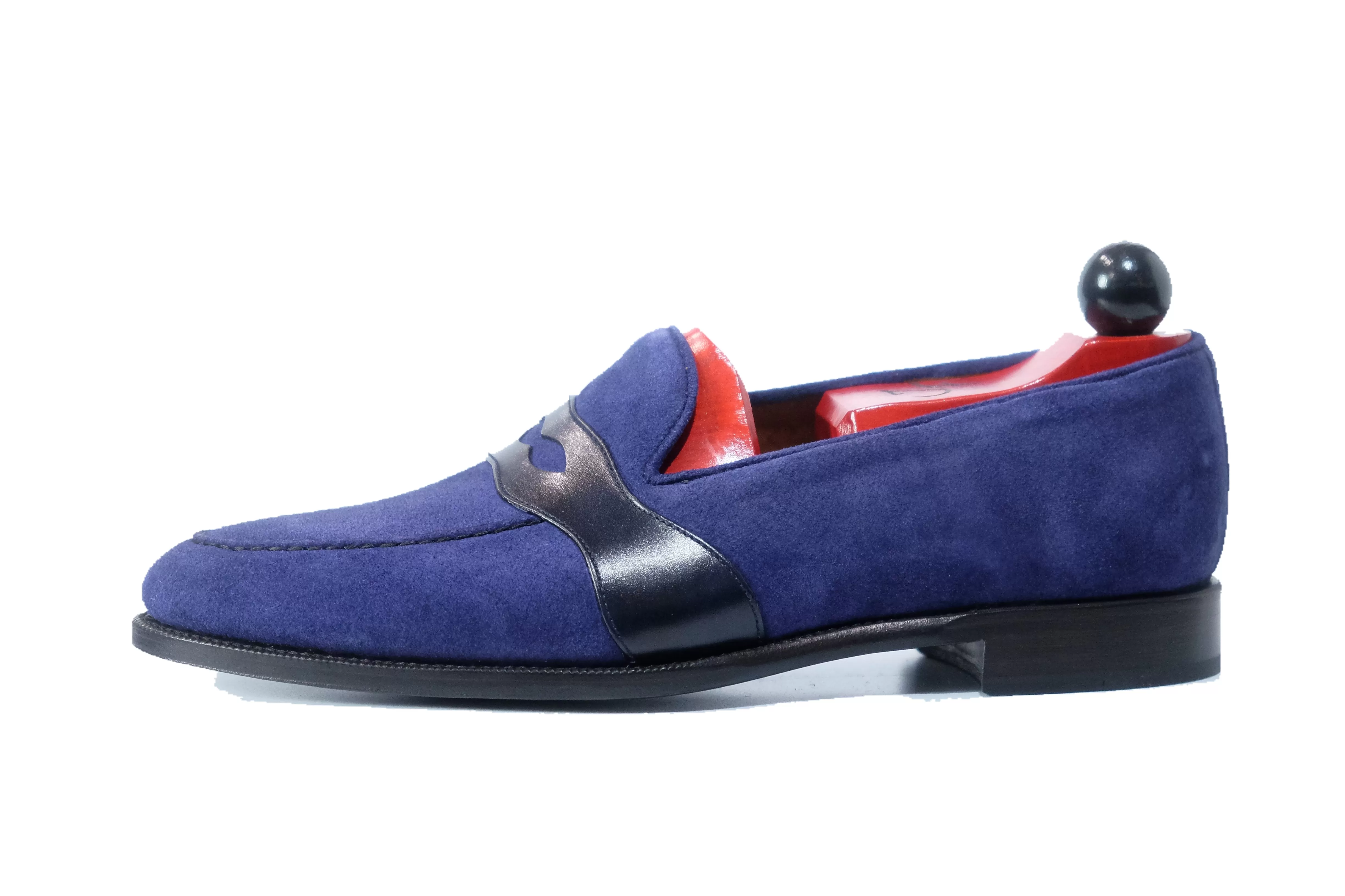 Madison - MTO - Medium Blue Suede / Blue Calf - TMG Last - Single Leather Sole