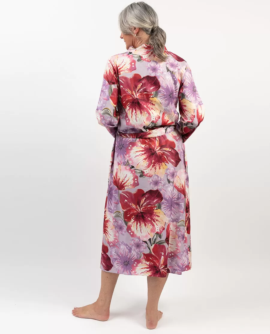 Maeve Lace Trim Floral Print Long Dressing Gown