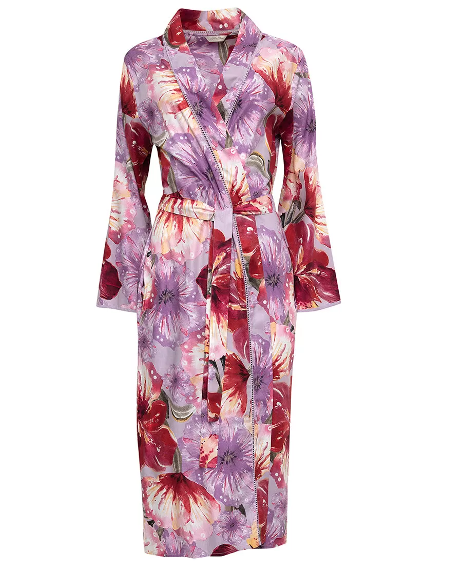 Maeve Lace Trim Floral Print Long Dressing Gown